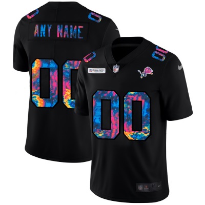 Detroit Lions Custom Men's Nike Multi-Color Black 2020 NFL Crucial Catch Vapor Untouchable Limited Jersey
